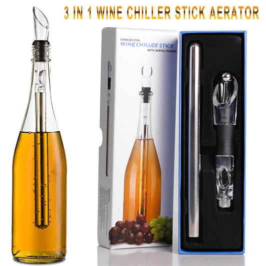 Wine Bottle Cooler Stick Stainless Steel Wine Chilling Rod Leakproof Wine Chiller Beer Beverage Frozening Stick Bar Tools