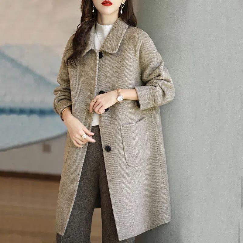 Autumn And Winter New Small Thickened Korean Version Slim Temperament In The Long Coat